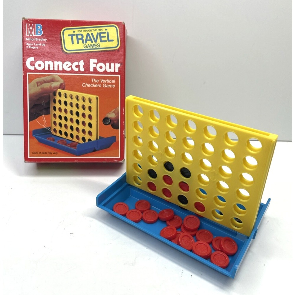 Vintage Travel Connect Four Game w/ Box 1989 Milton Bradley - Complete